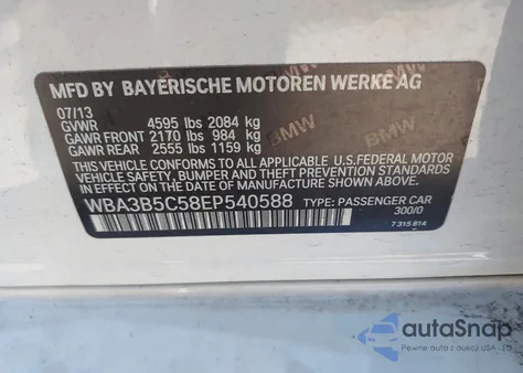 2014 BMW 328I xDrive из США, поврежденный, VIN WBA3B5C58EP540588